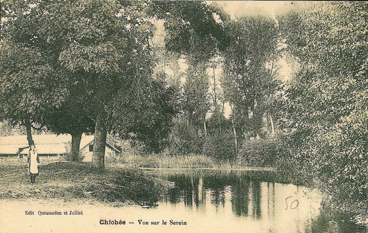 Chichée - vue sur le Serein - carte postale 1900 - Brocante de la ...