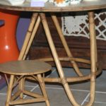 table basse en rotin vintage et tabouret tam tam Brocante de la Pointe Minard